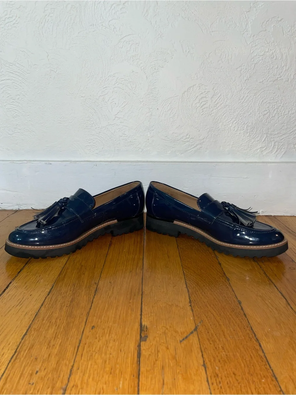 Franco Sarto Patent Tassel Lug Loafer in Navy